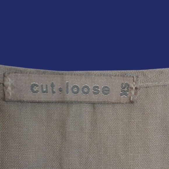 Cut Loose Hanky Linen Patch dress Size XSmall 100% Linen sage color - Picture 5 of 9